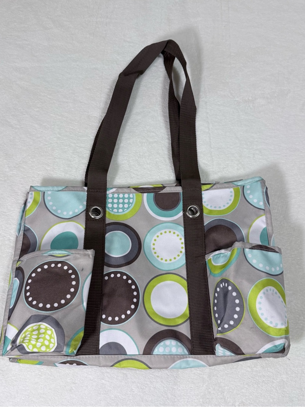 Thirty-one brand Light Blue & Green Circle Print Tote Bag - Carry-all